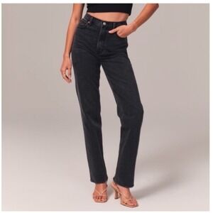 Abercrombie Curve Love '90s Straight Ultra High Rise Jeans Black Size 27/4R